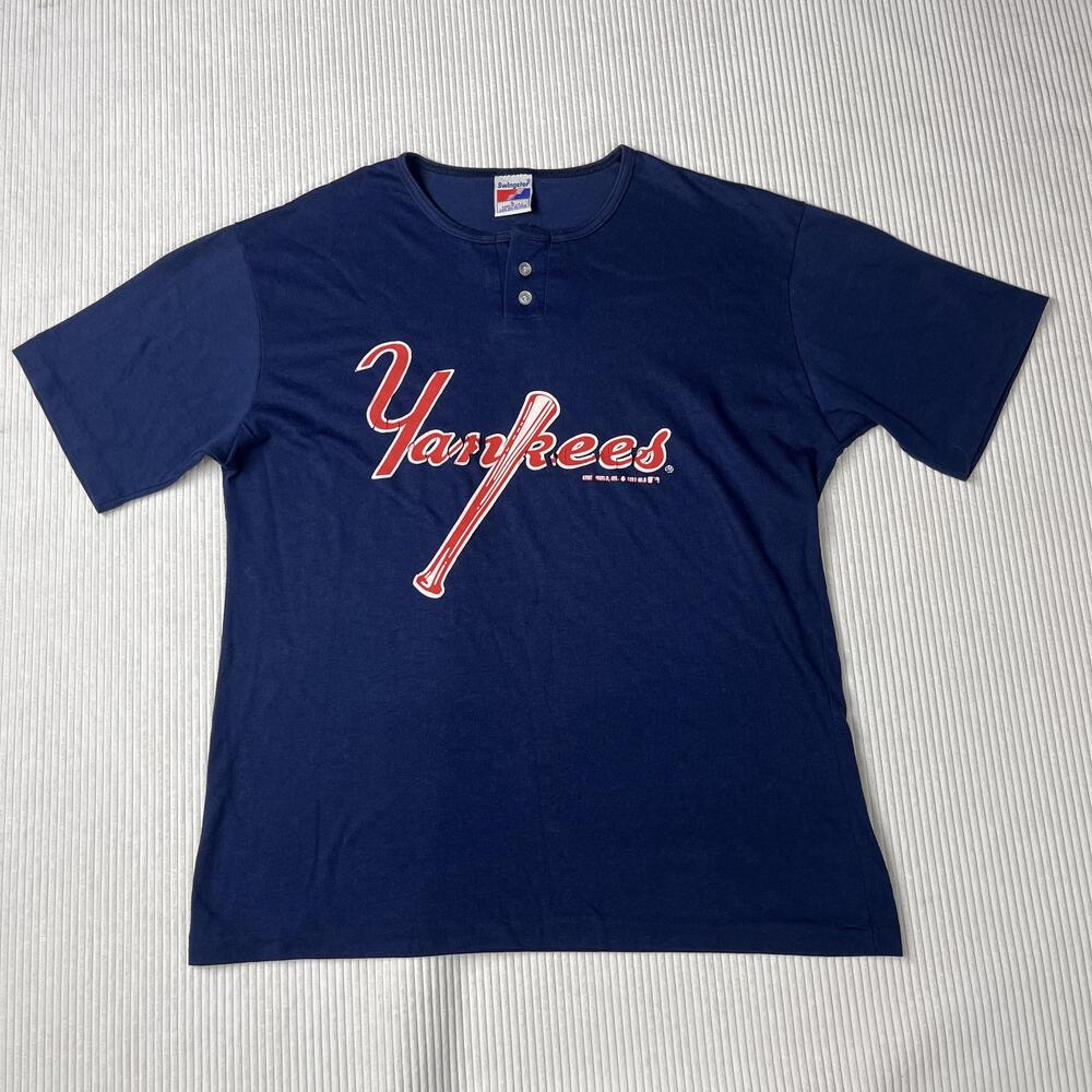 Vintage New York Yankees Shirt Mens Large Blue MLB Baseball Swingster 1993 90s